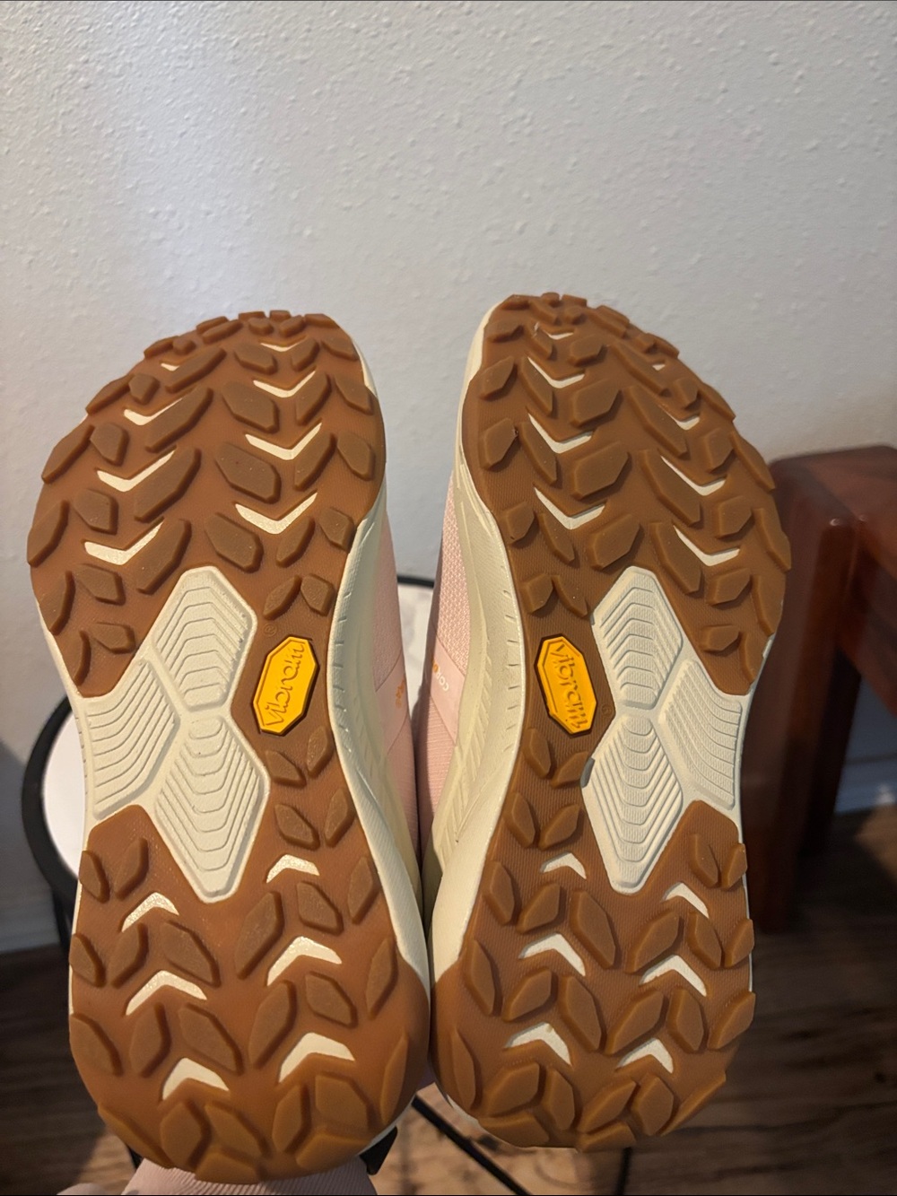 Hoka Women's Pale Pink Trail Running Shoe with Cream Midsole - Picture 3 of 4